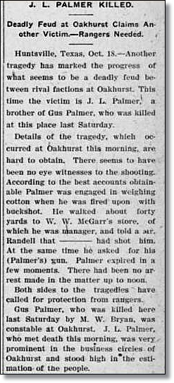 J. L. Palmer - Palestine Daily Herald - October 19, 1906